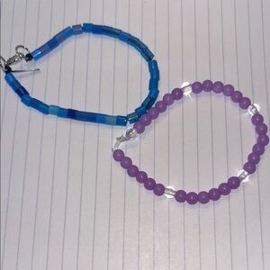 Blue and Purple Beaded Kids Bracelet Set